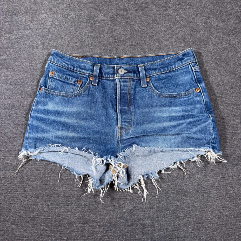 Levi's Blue Distressed Denim Jean Shorts